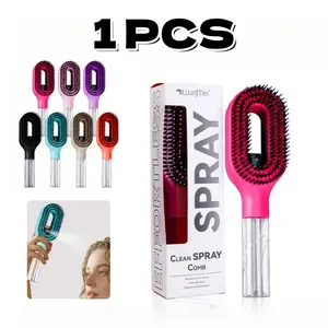 Hair Spray Comb, Hair Detangler Brush, Multi-Functional Detangling & Continuous Mist Styling Brush, Refillable Wet Dry Anti-Frizz Curl Refresh Hair Tool for Curly Wavy Thick Hair, Scalp Massage & Quick Styling Comb for Women, Salon & Travel Use