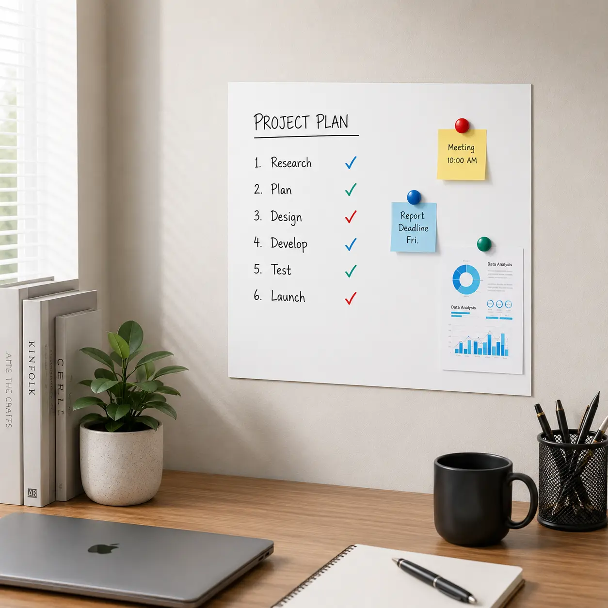 MaxGear 24"x16" Plastic Peel-and-Stick Dry Erase Whiteboard Sticker, Removable Adhesive Wall Board with Smooth Writing, Clean Erasing, No Ghosting, Flexible Design, Quick Placement, for Home Office Organization, Dorm Rooms, Dorm Room, Kitchen, Magnetic Ac