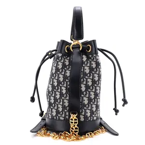 Pre-owned Dior Canvas Plain, Leather Backpacks Christian Drawstring Backpack Oblique Canvas Small by Rebag