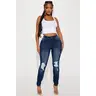 Kalisha Stretch Ripped Skinny Jeans - Dark Wash