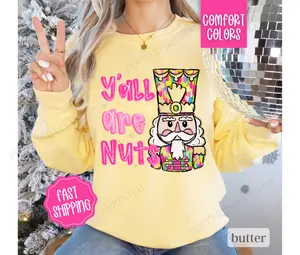 Funny Nutcracker Sweatshirt Comfort Colors, Preppy Christmas Sweater,  Womens Holiday Crewneck