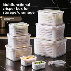 Multifunctional Crisper Box Set for Storage Drainage Microwaveable Airtight Leakproof Stackable Food Containers Ideal for Meal Prep Organization Foam Hinged Lid Container Sealing Bag Organizer with Cutter Compartmented Meal Prep Containers wrap bags fruit