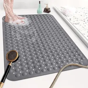 Non-slip shower mat: 35.4 x 23.6inch extra-large TPE shower mat, suitable for indoor showers - non-slip shower mat with drainage holes and suction cups, suitable for elderly use