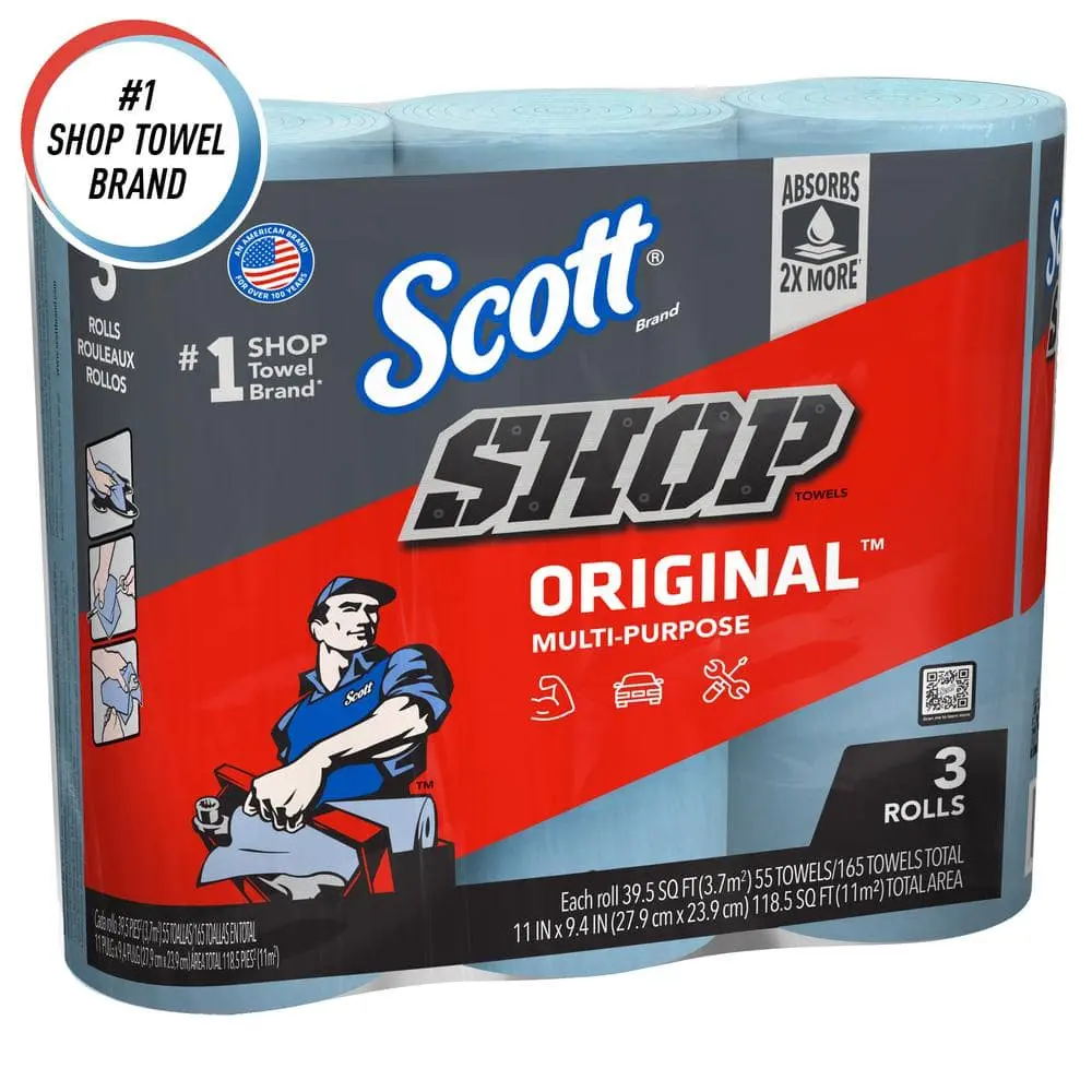 Blue Cleaning Shop Towel Cleaning Wipes (3-Pack)