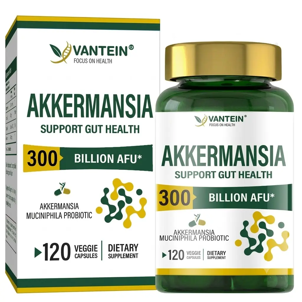 Akkermansia Advanced Probiotic Digestive Nutritional Supplement, 300B AFU, Vitamin-Infused, B-Complex, Safe to Swallow, Active Gut Support, Body Health Aid