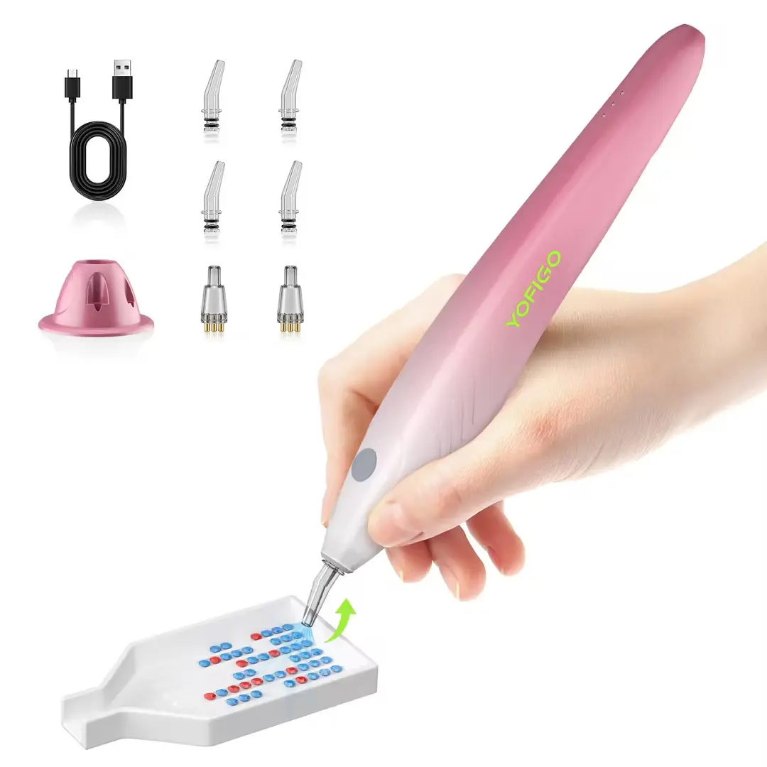 Wireless Lithium-Ion Battery Diamond Painting Pen - Cordless Rechargeable, 6 Replaceable Tips, Magnetic Base, Type-C Charging, ABS+PP, Lightweight Body Eases Long Sessions, Portable DIY 3D Drill Art Tool for Enthusiasts