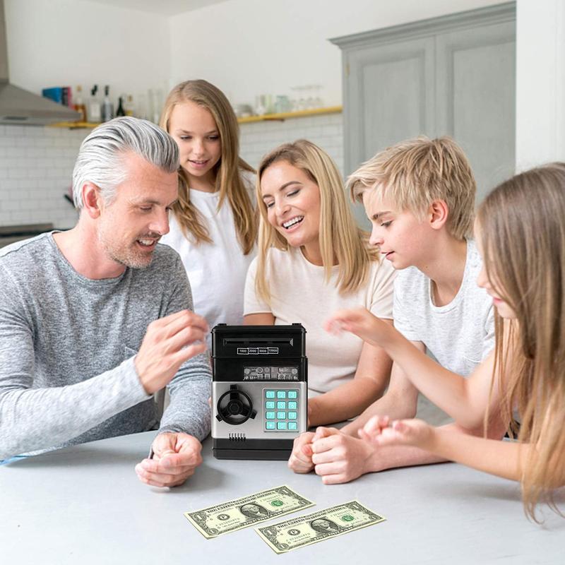 Electronic Piggy Bank with Password Code Lock | Kids Coin Money Savings Box Safe Cash Coin Can Toy, Mini ATM Banks for 3 4 5 6 7 8 9 10 11 12 Year Old Boys Girls  Christmas Birthday Gifts for Children