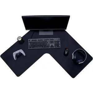 Brand XL Gaming  Pad | Corner Desk Stitched Edges Extended Mousepad | Non-Slip Water Resistant Keyboard Mat | Deskpad for Gamer,  & Office 36.22" x 15.74in | L Shape (Black)