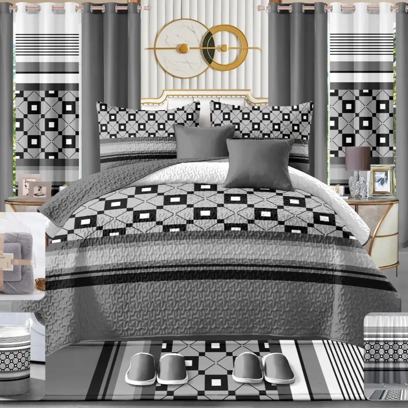 Luxury 24-Pc Bed Sheet Set in Red Floral Design - Includes Bedspread, Pillowcases, Curtains & More