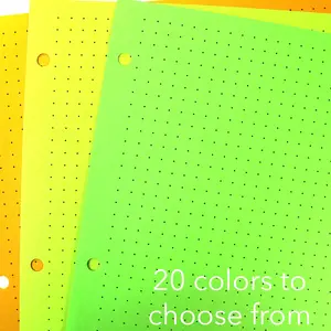 Colored Loose Leaf Paper | Dot Grid Paper | 3 Hole Punch Paper | Rainbow Paper