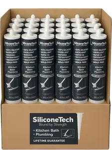 Supersil P100+ 100% Silicone Sealant, Waterproof, Rapid Curing, Mold-Free, 9.5 fl oz, for Kitchen, Bath, Plumbing Clear