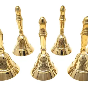 Brass Altar Bell with Pentacle - 5-Inch Ritual Bell for Clearing & Invocation - Decorative Religious Ornament for Sacred Space Centering Protection Spiritual Practices