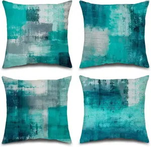 Abstract Art Artwork Decorative Throw Pillow Cushion Covers Set of 4 18x18 Inches