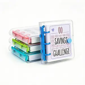 1000 Dollar Savings Challenge Book, 3-Ring Binder Budgeting Organizer with Clear PVC Cover & Durable Metal Rings for Cash Money Management (Accounting Office Stationery Supplies)