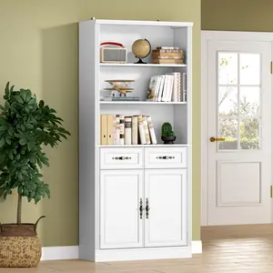 5-Tier Bookshelf with Built-In Storage Cabinet & Adjustable Shelves – Transform Your Home with Style & Functionality