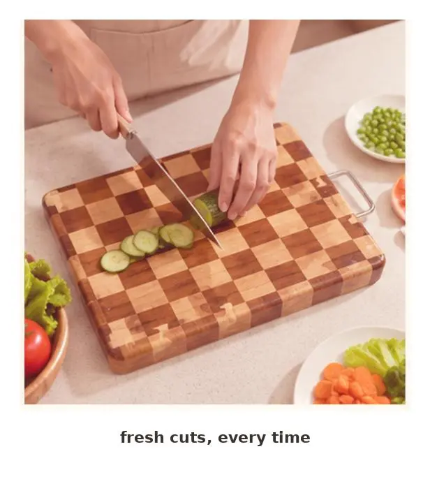 Checkerboard Acacia Wood Chopping Board, Durable Mosaic Cutting Board Knives Meat