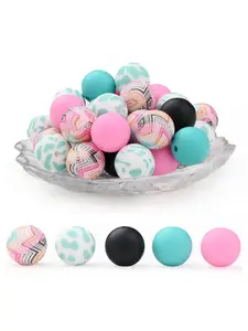 50 Colorful Round Silicone Beads Set, 15mm Focus Silicone Beads for Jewelry Making, Non-Toxic Durable Decorative Beads, Diy Beads