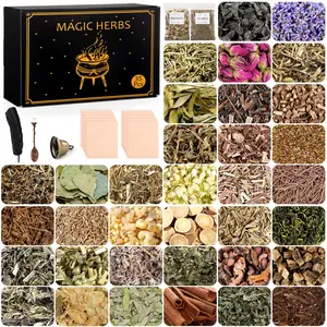 35pcs Dried Herbs For Witchcraft Supplies  Kit Witch Beginner Wiccan Wicca Altar Magic Ritual And Spell Candle Soap Making With Witchy Bell More
