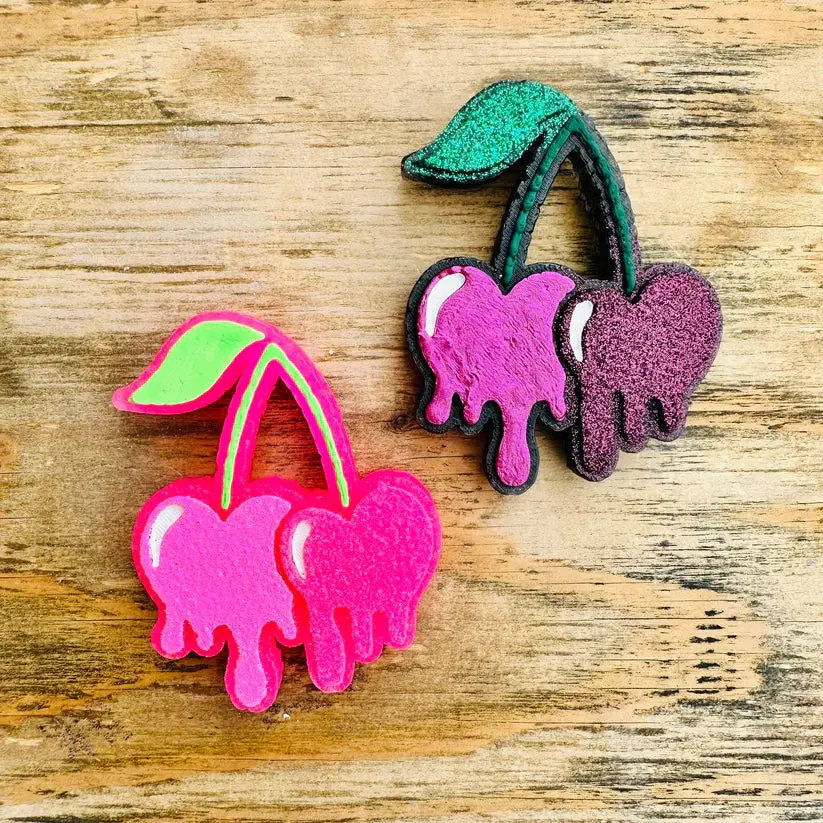 Cherries Freshies Handmade Custom Scented Car & Room Fresheners with Wide Variety of Bead Colors & Optional Fringe for Personalized Style