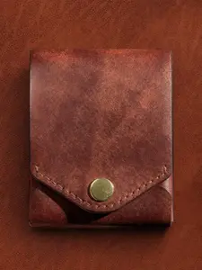 Unisex Vintage Leather Bifold Wallet, Retro Style, Thin Synthetic Leather, Durable Envelope Design, Brass Buckle Closure