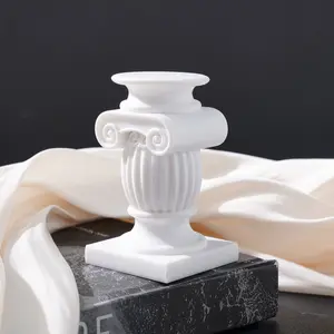 Drum Shape Roman Column Sculpture, European Candle Holder Base, Holiday Decoration Candelabra, Wedding Decor, Home Living Room Tabletop