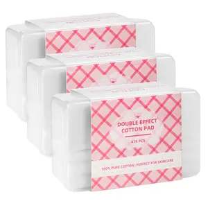 Icotle 475 Pcs Square Makeup Cotton Pads, 100% Cotton, Soft, Lint-Free for Removing Makeup, Water-Saving Double-Sided Design, 75 Thick and 400 Ultra-Thin for Daily Skin Care Cosmetic