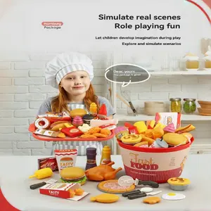 60pcs Kitchen Playset Toy Set, Kitchen Pretend Play Set, Food Cooking Role-Playing Interactive Learning Toy for Kids Boys Girls Birthday Gift Indoor Fun Activity