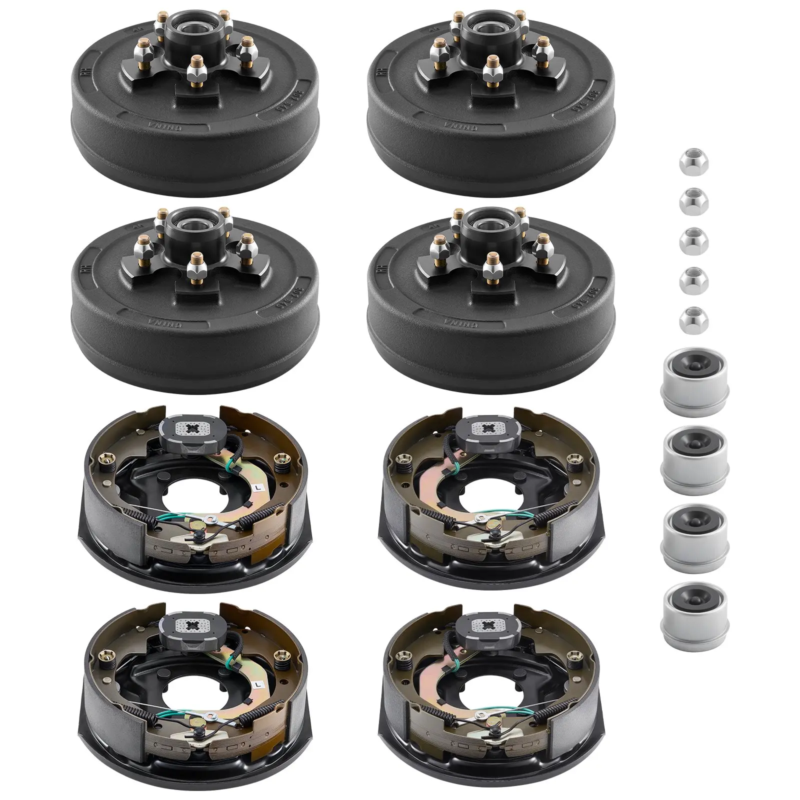 VEVOR Electric Trailer Brake Assembly, 10 x 2-1/4 Inch, 2 Pairs Self-Adjusting Electric Brakes Kit for 3500 lbs Trailer Axle, Backing Plates for Braking System Part Replacement, Fit for Trailers, RVs