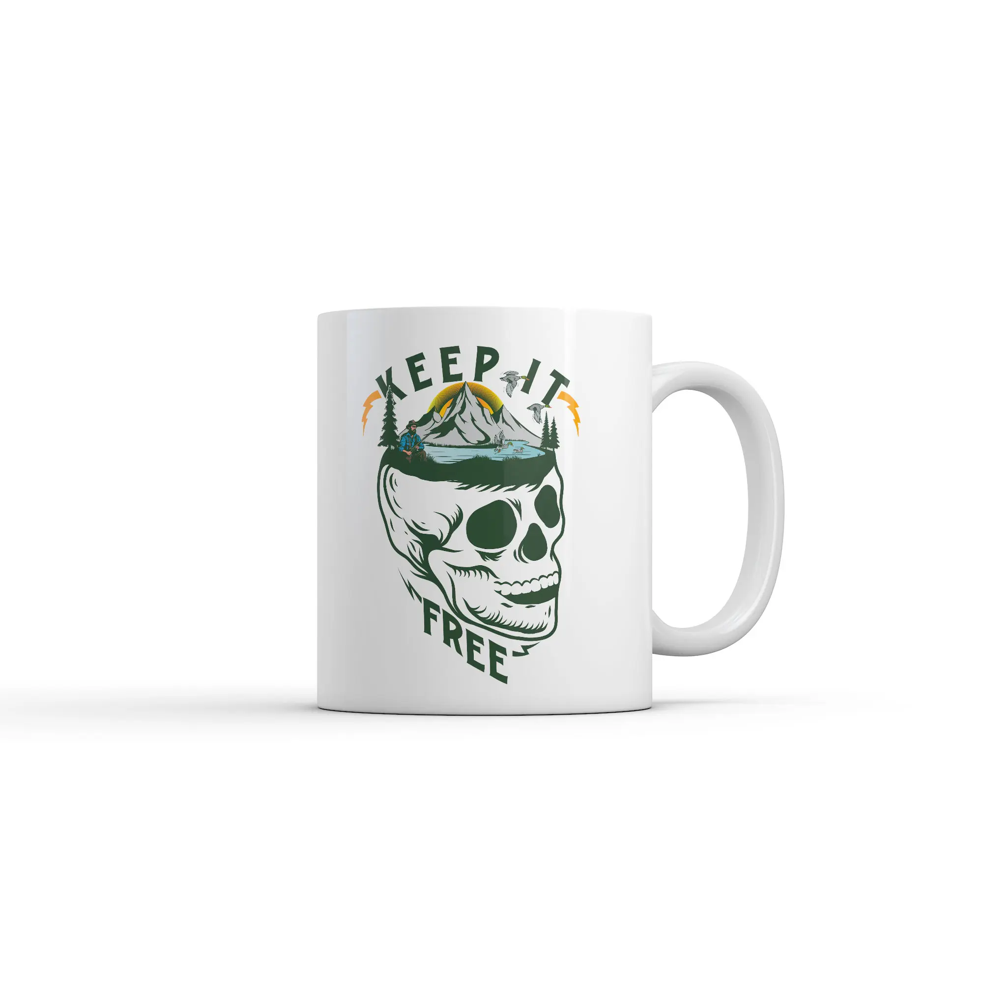 Keep It Free Camping Mug Funny Sarcastic Nature Graphic Novelty Coffee Cup - 11oz Funny Coffee Mugs Ceramic Printed Drinkware Cup
