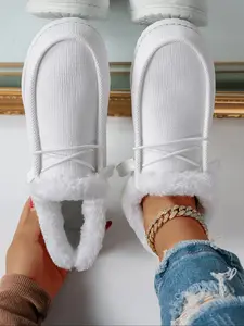 Women's Fleece Lined Corduroy Loafers, Warm & Lightweight Design, Perfect for Fall Winter Daily Wear, Home Outdoor Activities