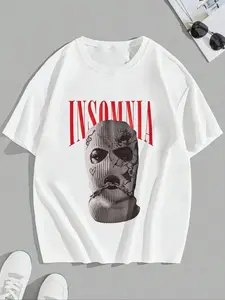 Men's Letter Graphic Print Round Neck Tee, Graphic Tees, Summer Clothes, Casual Short Sleeve Crew Neck T-Shirt for Summer, Men's Streetwear Top for Daily Wear