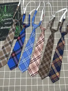 6pcs No-Hand-Tied Jk Striped Tie, Spring Summer Short Style, Japanese Korean Fashion, Gift Photography Prop, Gift Ready, Style Ties
