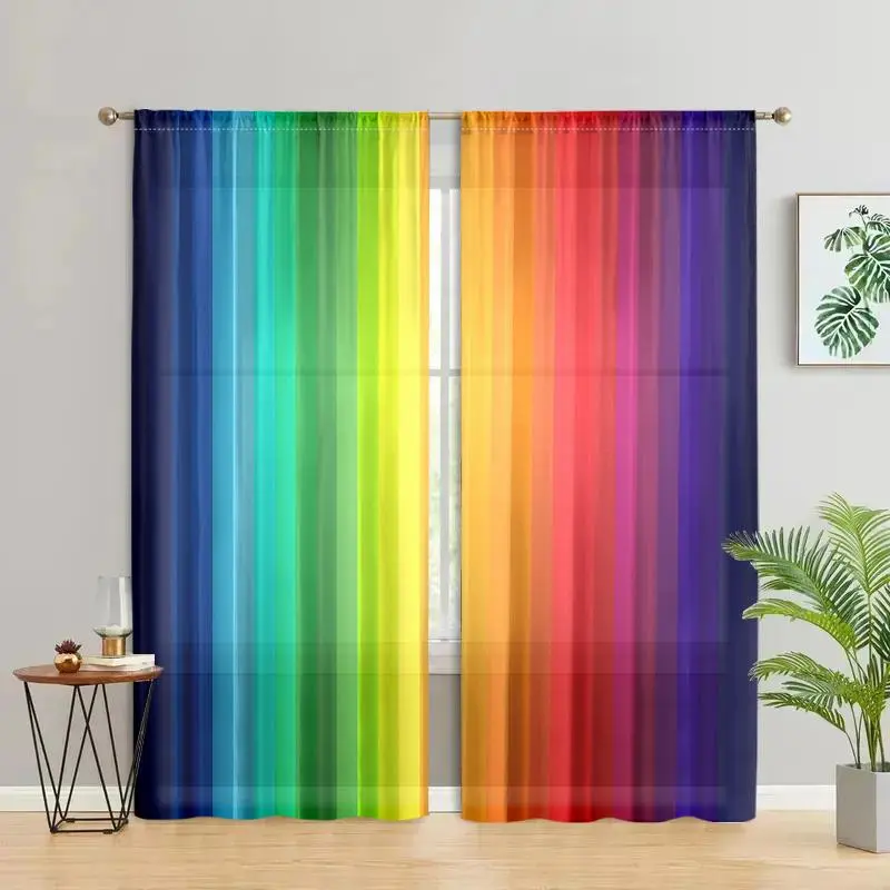 Colorful Striped Pattern Curtain, Modern Simple Rod Pocket Curtain, Window Drapes for Home Living Room Bedroom School Hotel, Room Decor Curtain, Window Curtains, Home Decorative Curtain, Home Decoration Curtain