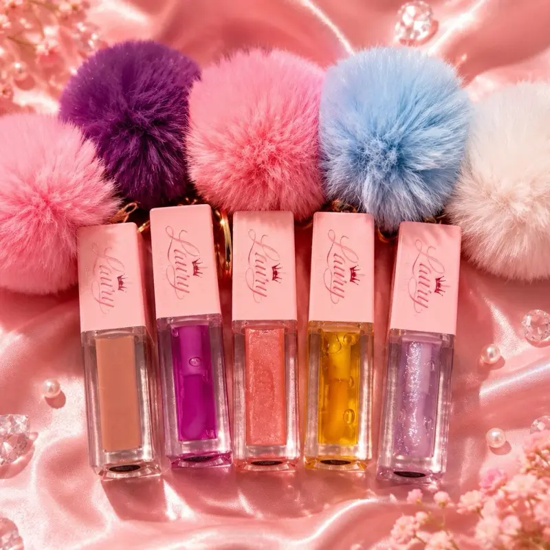 Laury Beauty Makeup Lip Gloss Set with Lip Liner and Keychain - Long-Lasting, Waterproof