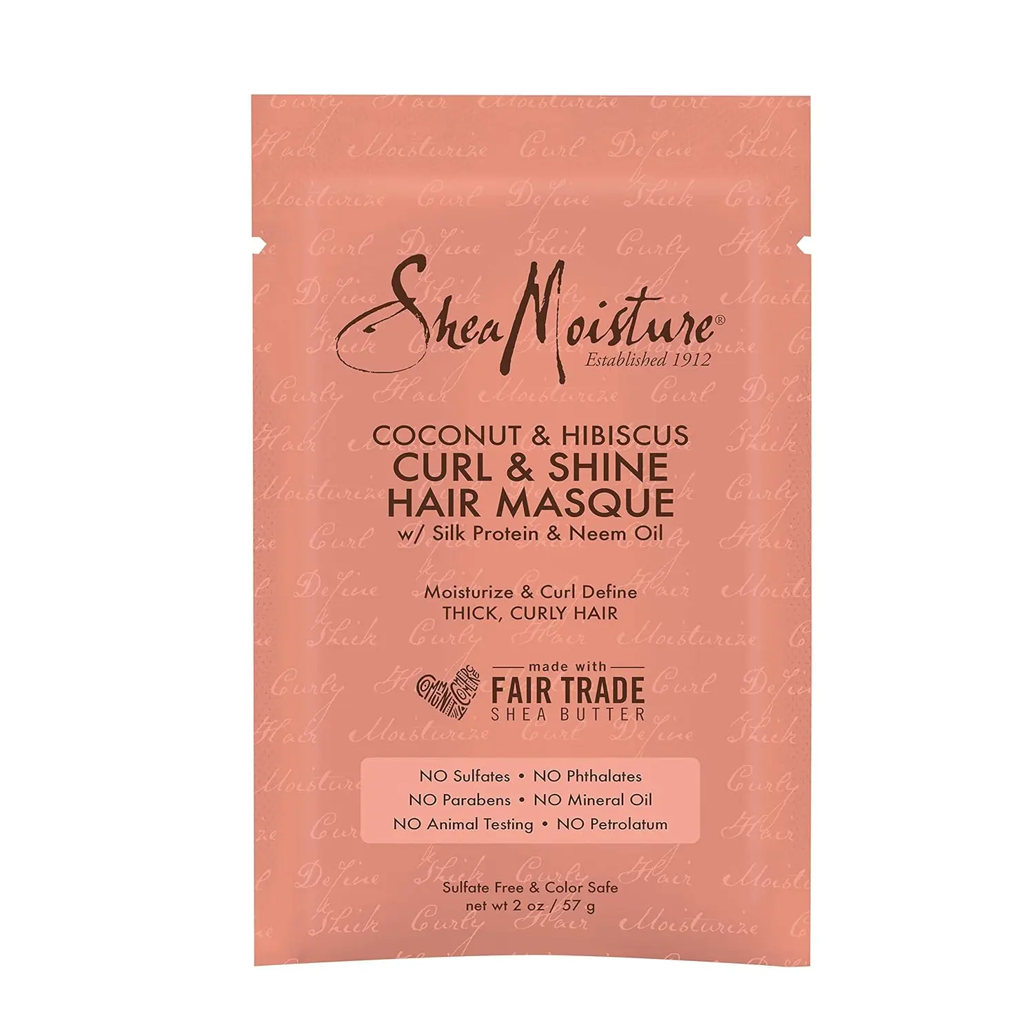 SheaMoisture Coconut & Hibiscus Curl & Shine Nourishing Hair Masque - Haircare Moisturizer with Shea Butter, Deep Hydrating Treatment for Curly Hair, Frizz Control & Defined Curls, 2 oz, Hydrate, Dry, Deep Treatment, Conditioner, Moisturizing, Smooth, Org
