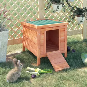 weather resistant elevated bunny habitat sealed wood structure easy flip hatch door for small pets poultry raising