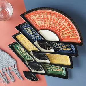 The Dumpling Night Plate – Ceramic Fan with Built-In Sauce Dish