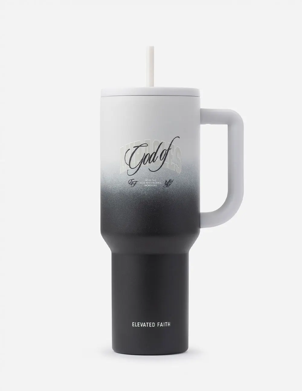 40 oz God of Miracles Ascend Stainless Steel Vacuum Flask Tumbler - Portable Water Bottle with Lid, Straw, Silicone Lining for Daily Drinking, Water Bottles