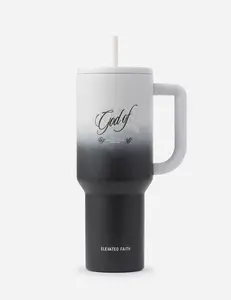 God of Miracles 40 oz Stainless Steel Ascend Vacuum Flask with Lid and Straw, Portable Silicone Water Bottle for Daily Drinking