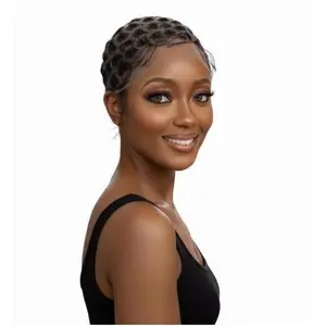 Pre-Knotted UHD Full Lace Crochet Braided Wig Cap for Braids and with Human Baby hair Glueless Reusable (Black, 108 Knot, Sector)