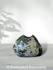 "Glacier Whisper" - Handmade Natural Riverstone Vase