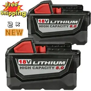 NEW 8.0AH Battery For Milwaukee For M18 18V Lithium-ion Extended Capacity 48-11-1860  2PACK