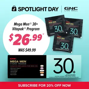 GNC Mega Men's 30+ Vitapak, Multivitamin with Stress & Bone Support, 30 Count
