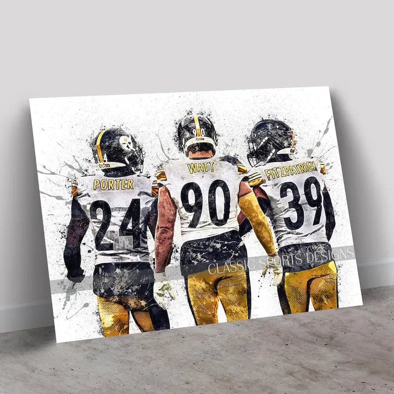 TJ Watt Poster, Joey Porter Jr, and Minkah Fitzpatrick, Poster Print Unframed, Decor Wall Art Print, Mancave Gift, Sports Art