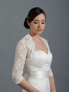 3/4 sleeve bridal alencon lace bolero jacket