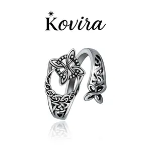 Kovira S925 Sterling Silver Vintage Celtic Knot Wrap Ring for Women Everyday Wear Friendship Gift