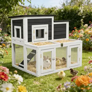 Outdoor Wooden Chicken Coop for 2-4 Chickens with Bitumen Waterproofing Roof Runways Pull-Out Trays & Openable Top Backyard Poultry Cage