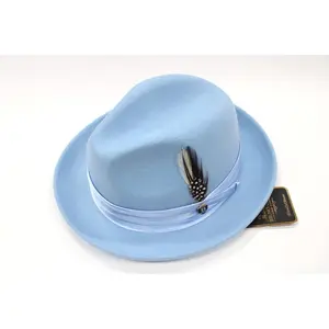 Men's Lt. Blue Fedora 100% Wool By Bruno Capelo Crushable UN-120