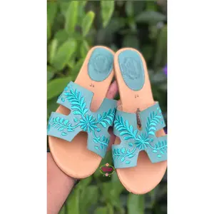 Viera - Turquoise Embroidered sandal PREORDER