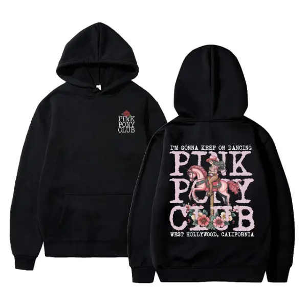Pink Pony Club Hoodie, Retro Cowgirl Dancing Graphic Sweatshirt, West Hollywood California, Unisex Cute Rodeo Style Streetwear